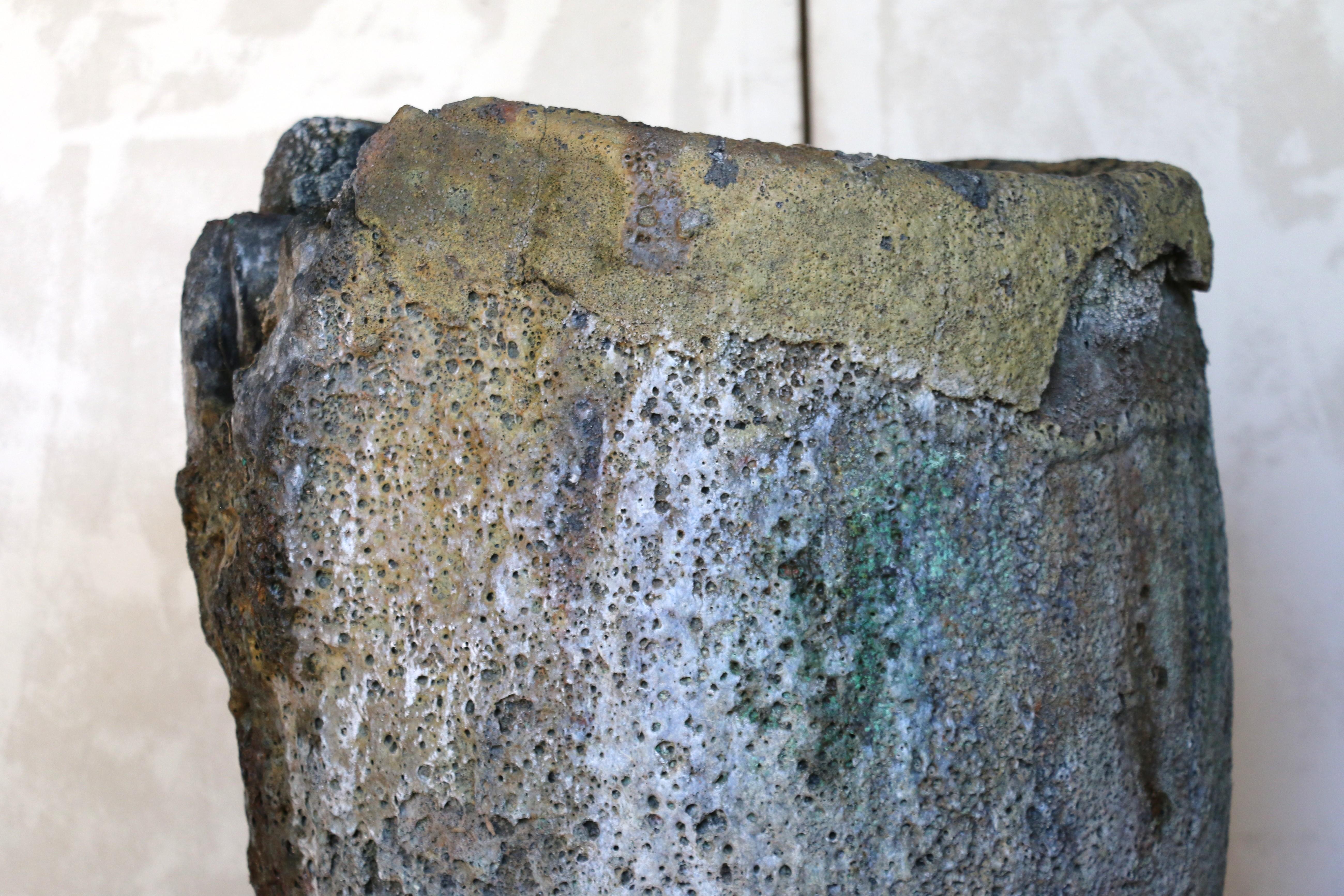 20th Century Large Vintage Foundry Crucible – Natural Lava Stone Form For Sale 9