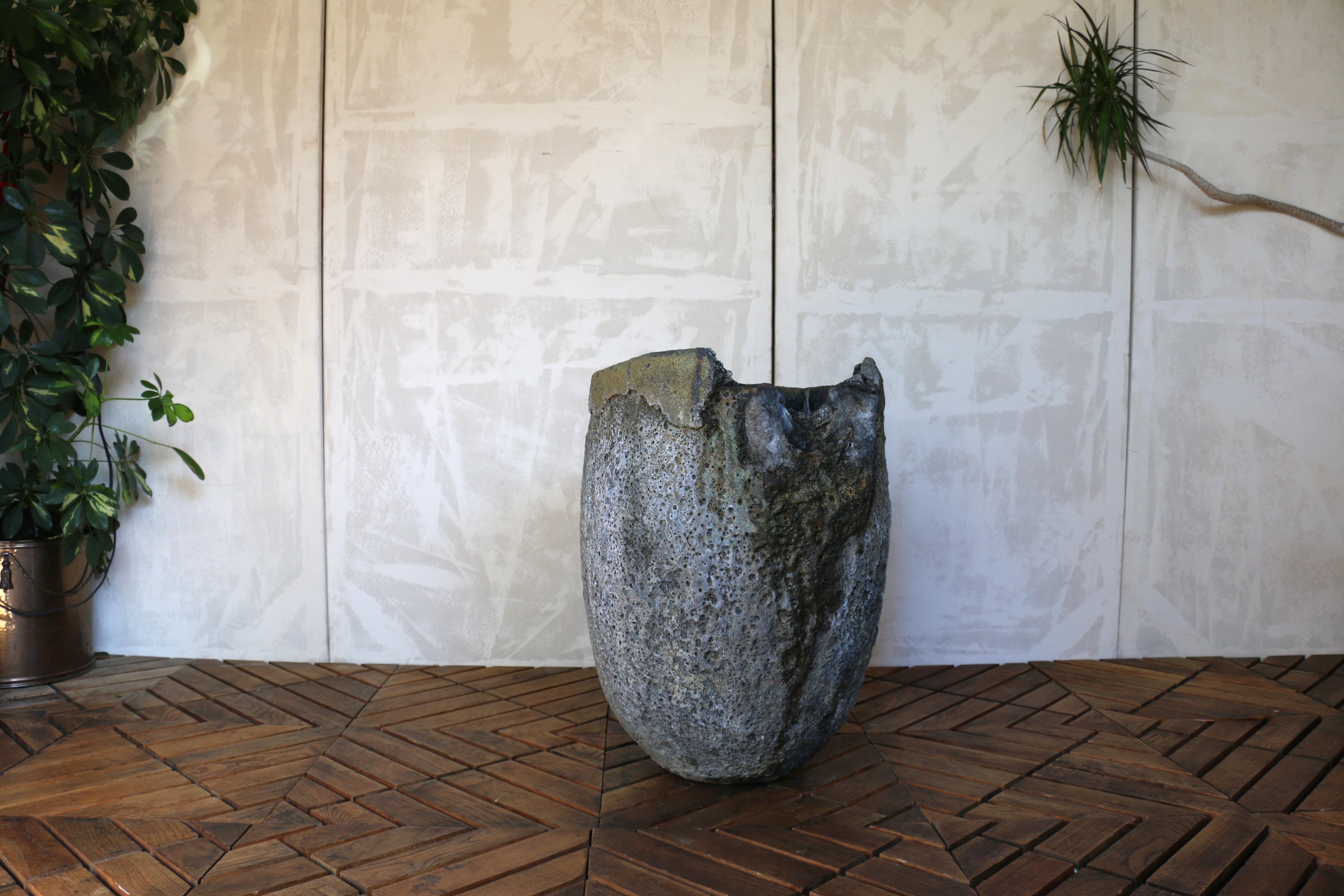 Introducing this large vintage industrial crucible, repurposed into a striking sculptural planter. This sculptural vessel crafted from natural lava stone — genuine volcanic rock with incredible organic texture.
Its raw, cratered surface and rugged