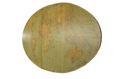 20th Century Large Vintage Oval Wall Map of the World Globe Conference Table 13'