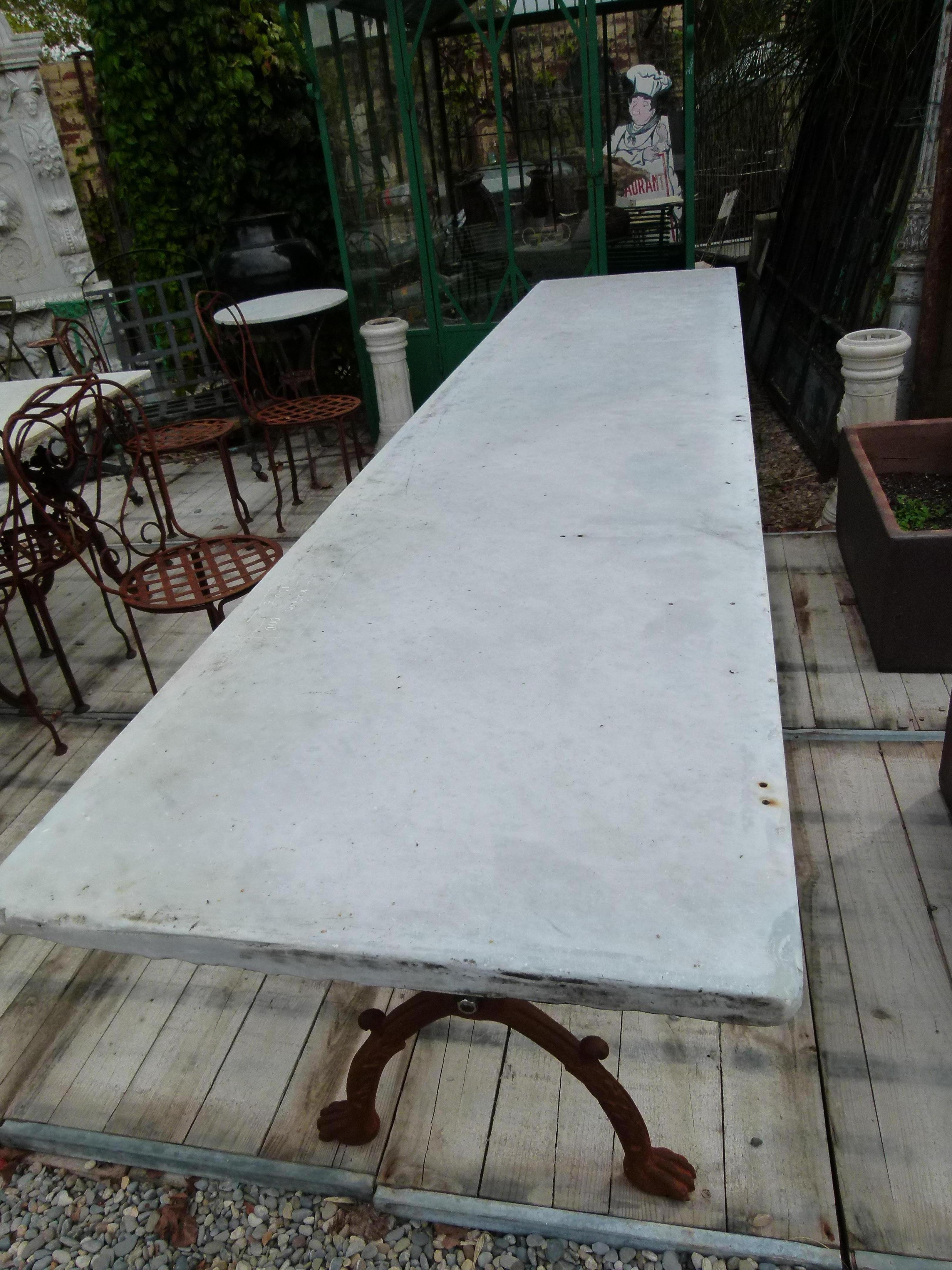20th Century Large White Carrara Marble Garden Table 2
