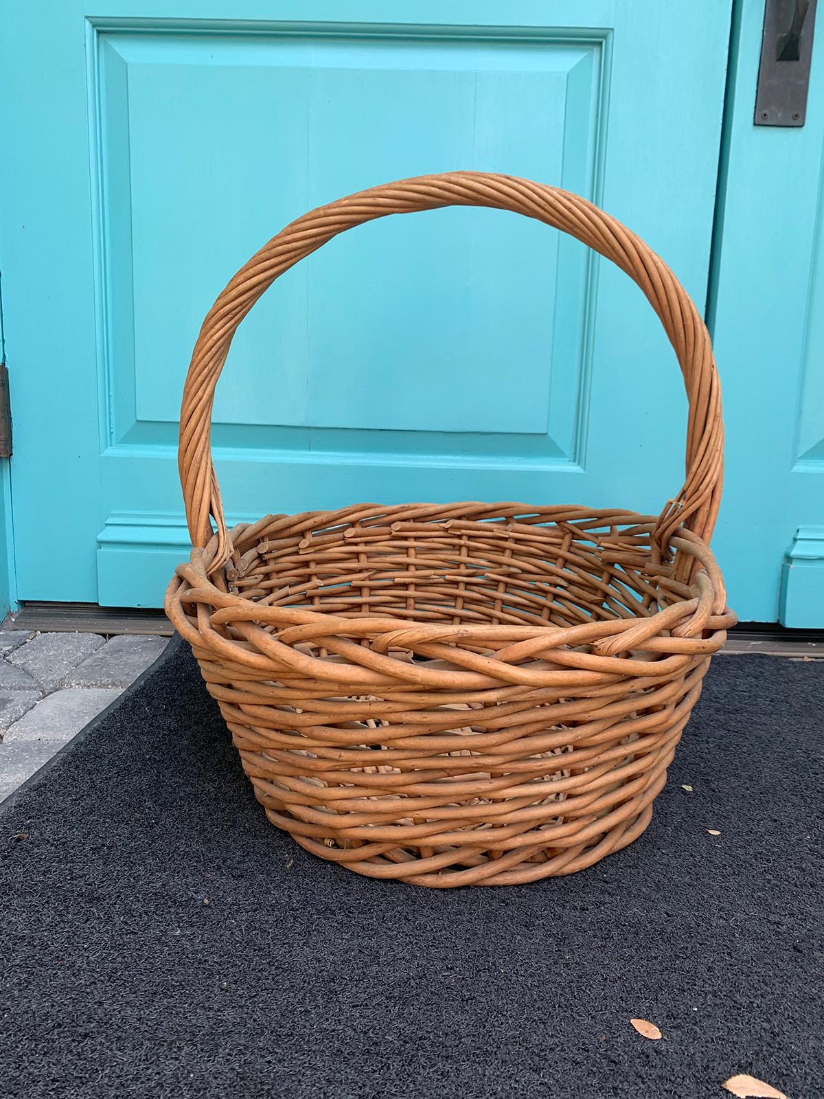 Willow 20th Century Large Woven Basket For Sale