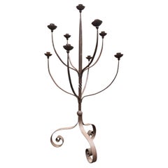 20th Century Large Wrought Iron Standing Candelabra