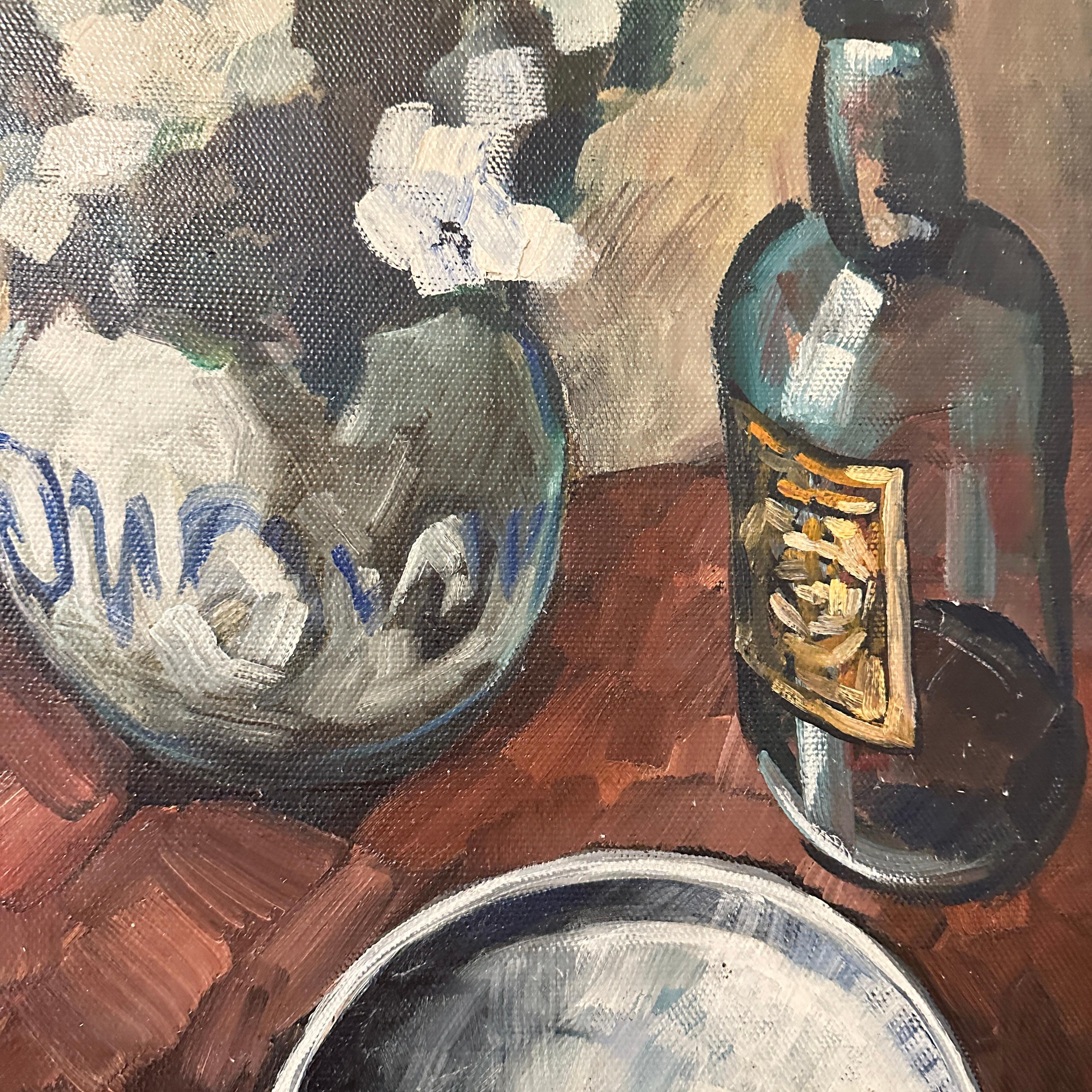 Late 20th Century 20th Century Late Impressionist Still-Life Oil Painting, Pavel Roucka, 1986 For Sale