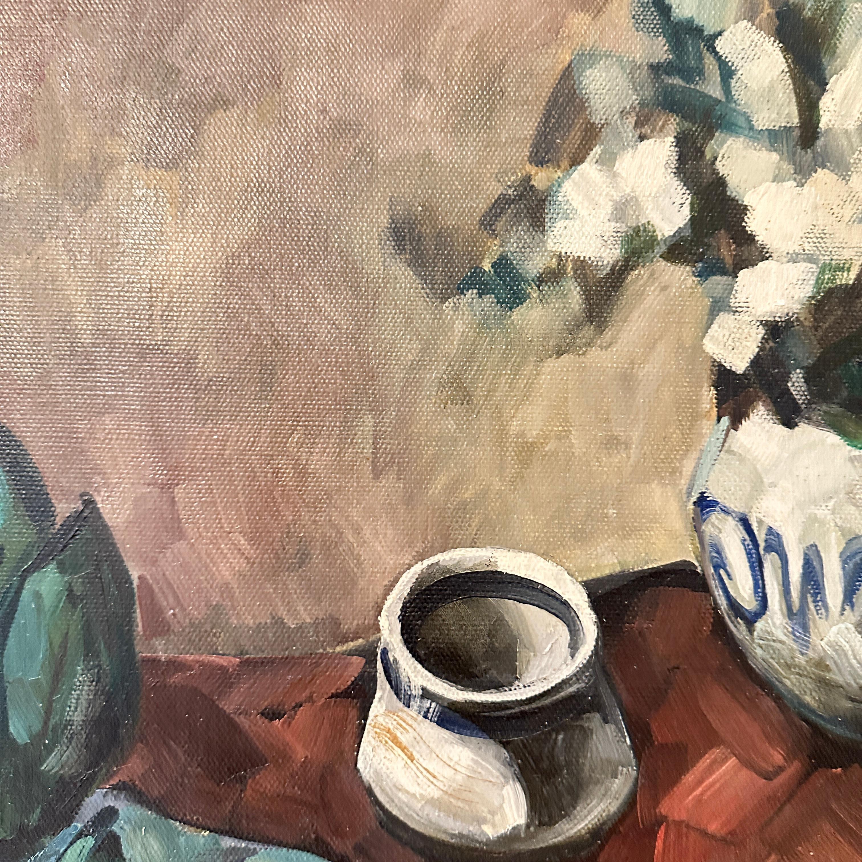 Canvas 20th Century Late Impressionist Still-Life Oil Painting, Pavel Roucka, 1986 For Sale