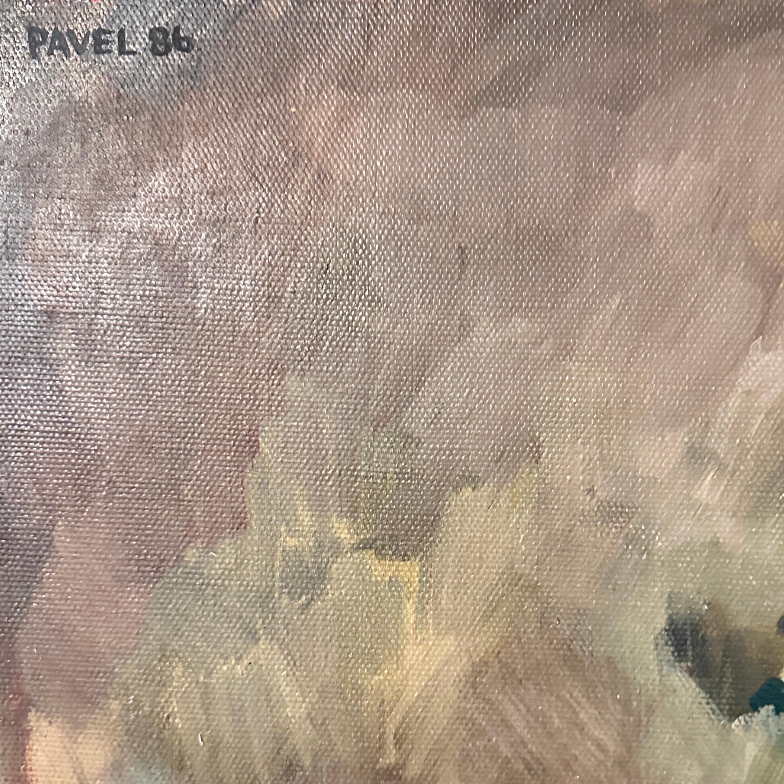 20th Century Late Impressionist Still-Life Oil Painting, Pavel Roucka, 1986 For Sale 1