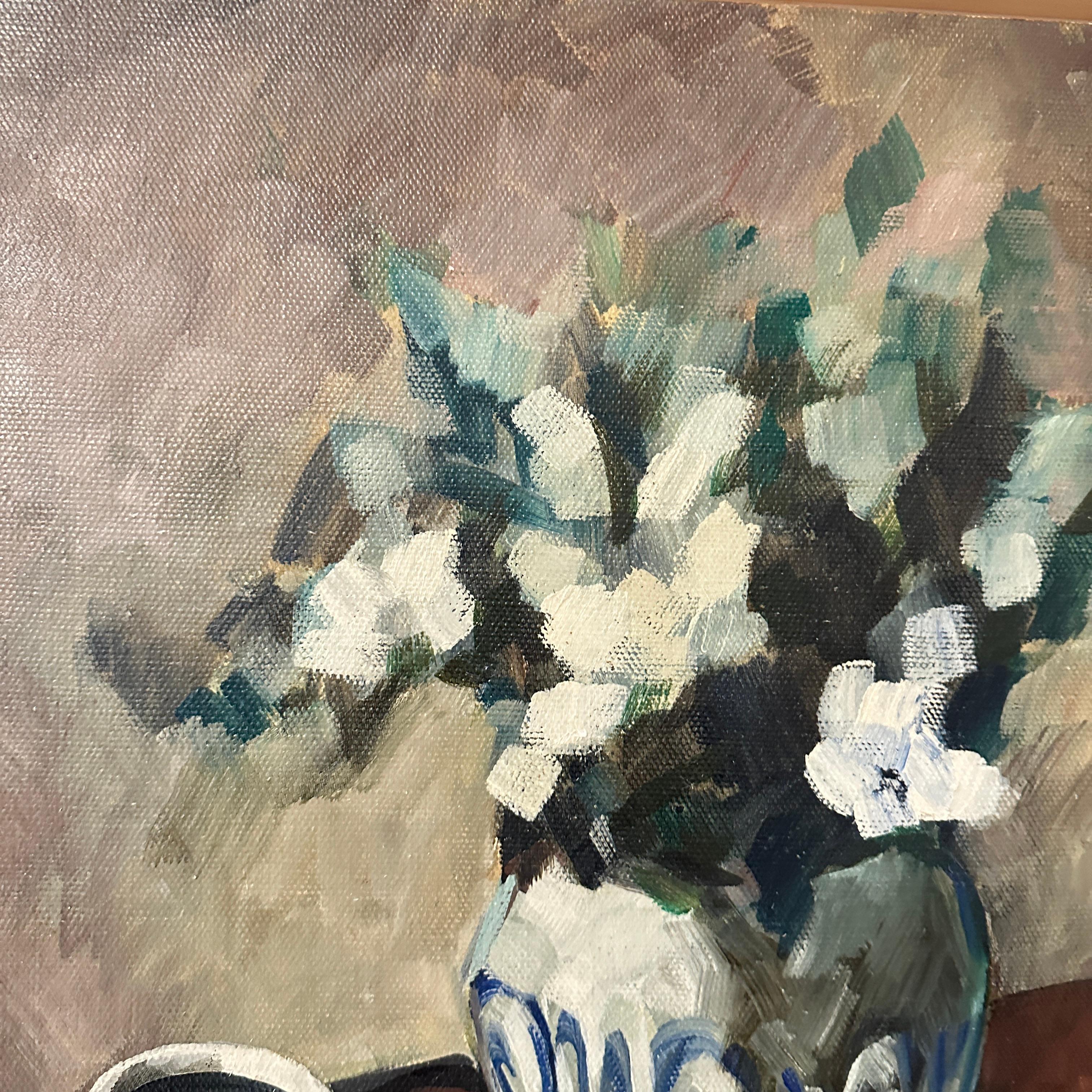 20th Century Late Impressionist Still-Life Oil Painting, Pavel Roucka, 1986 For Sale 2