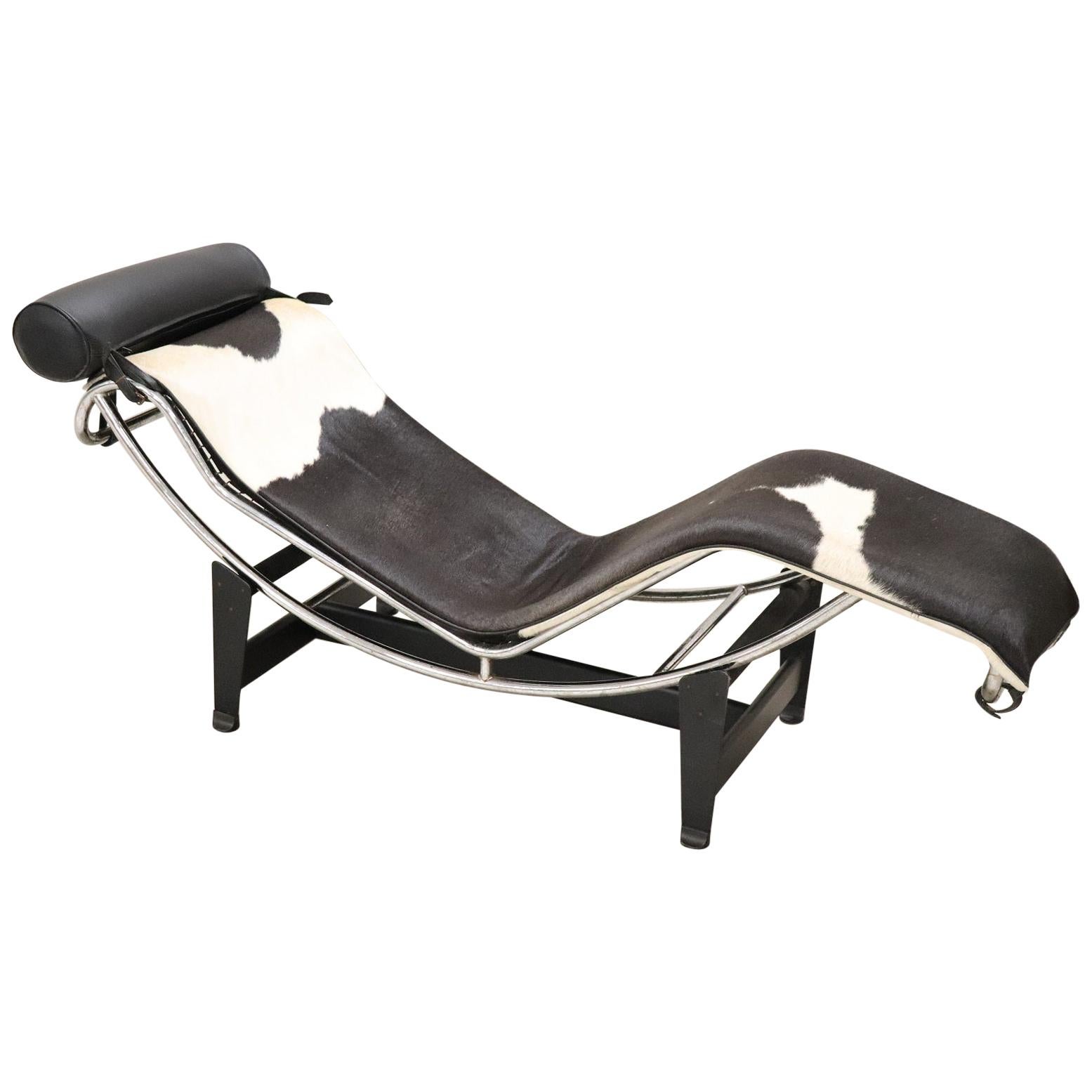 20th Century LC4 Chaise Longue by Le Corbusier in Cow Skin