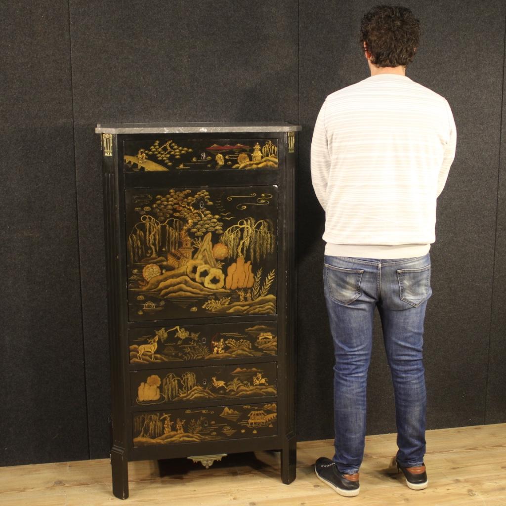 20th Century Lcquered Chinoiserie Wood with Marble Top French Secrétaire, 1920 7