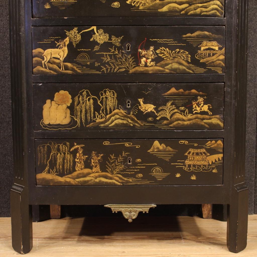 Lacquered 20th Century Lcquered Chinoiserie Wood with Marble Top French Secrétaire, 1920