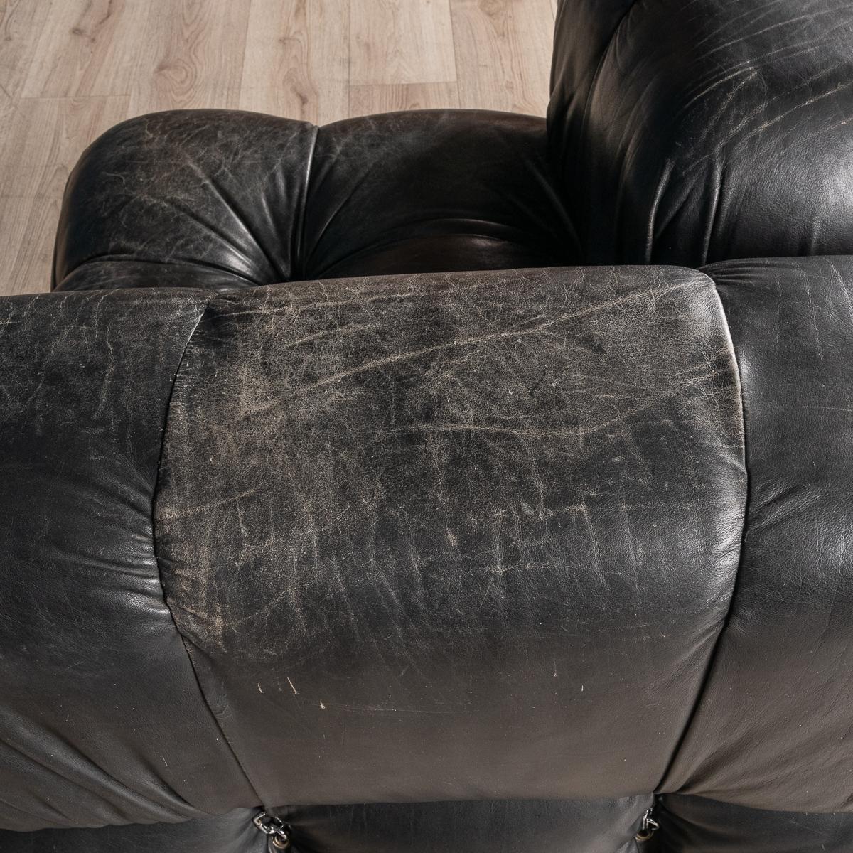 20th Century Leather Armchair & Footstool By Mario Bellini For B&B Italia 10