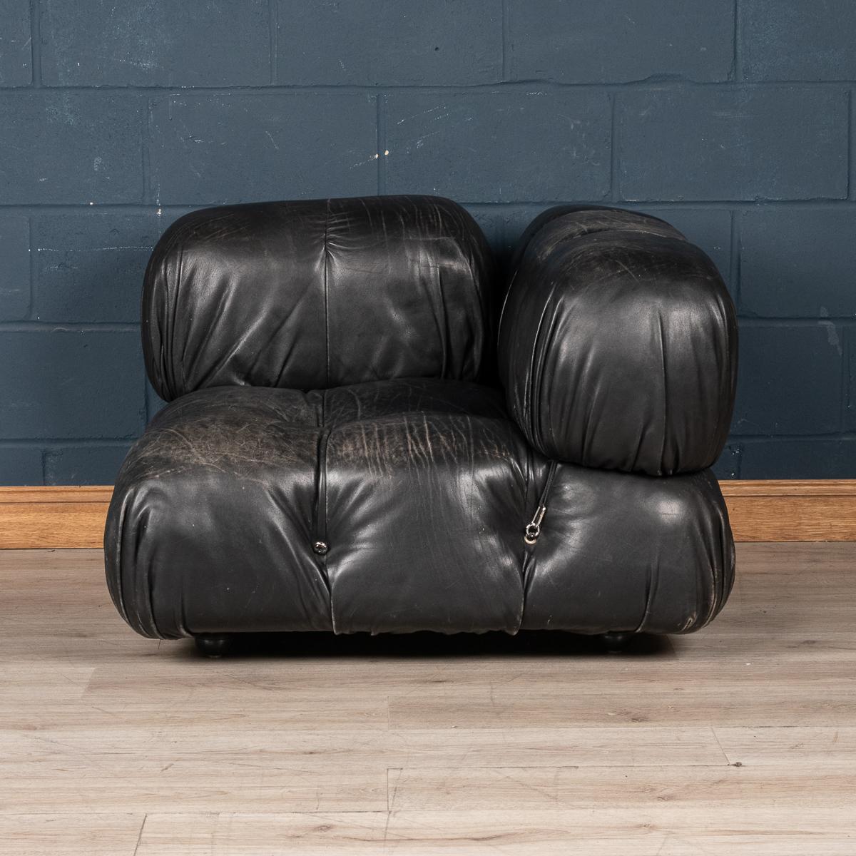 20th Century Leather Armchair & Footstool By Mario Bellini For B&B Italia 1
