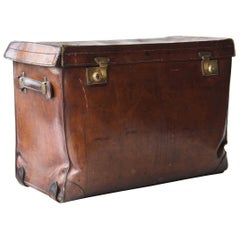 20th Century Leather Bronze English Trunk