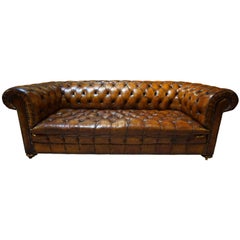 20th Century Leather Buttoned Chesterfield