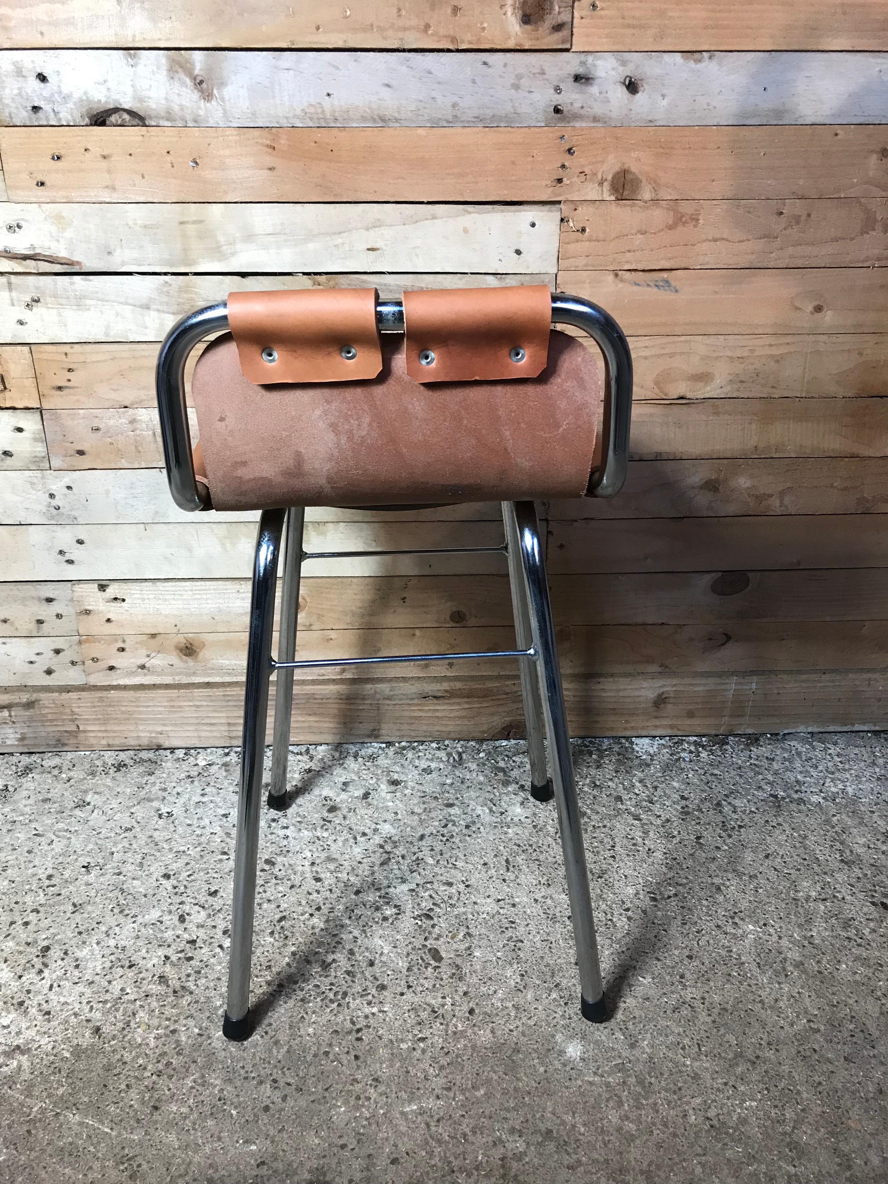 20th Century Leather Charlotte Perriand Stool for Les Arcs, 1960 In Excellent Condition In Markington, GB