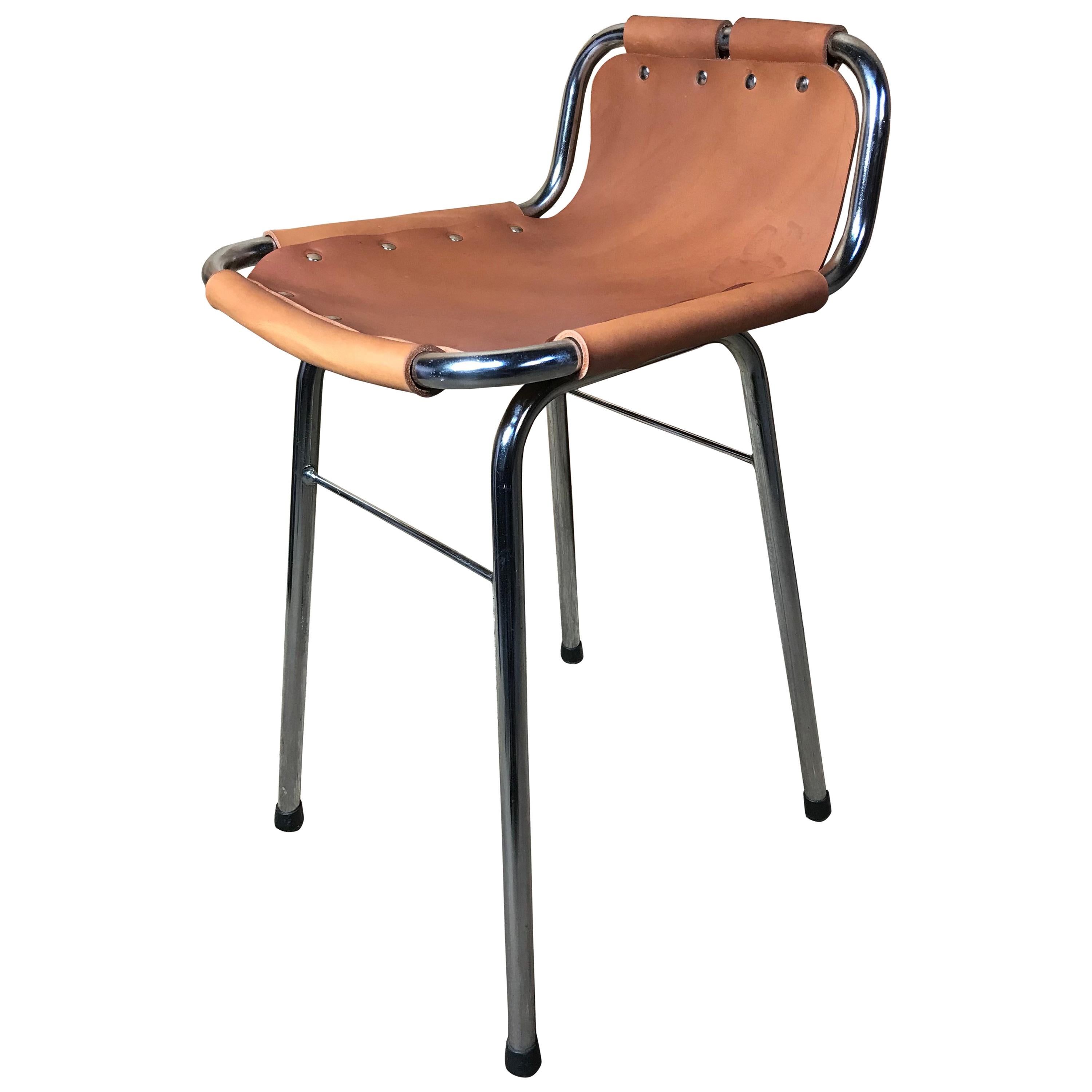 20th Century Leather Charlotte Perriand Stool for Les Arcs, 1960