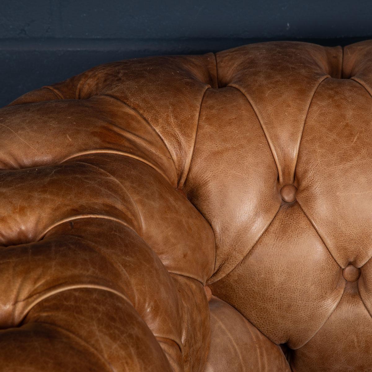 20th Century Leather Chesterfield Sofa with Button Down Seat, circa 1970 7