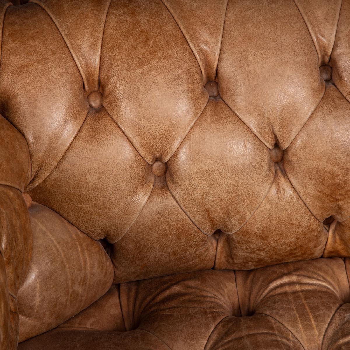 20th Century Leather Chesterfield Sofa with Button Down Seat, circa 1970 8