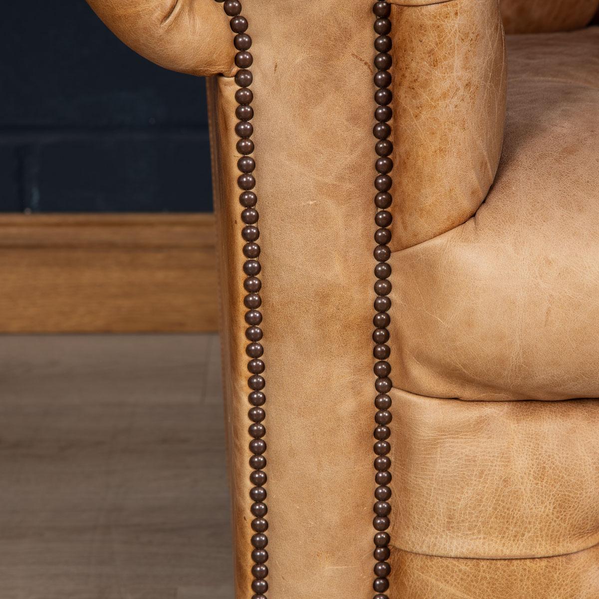 20th Century Leather Chesterfield Sofa with Button Down Seat, circa 1970 2