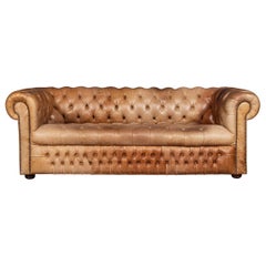 20th Century Leather Chesterfield Sofa with Button Down Seat, circa 1970