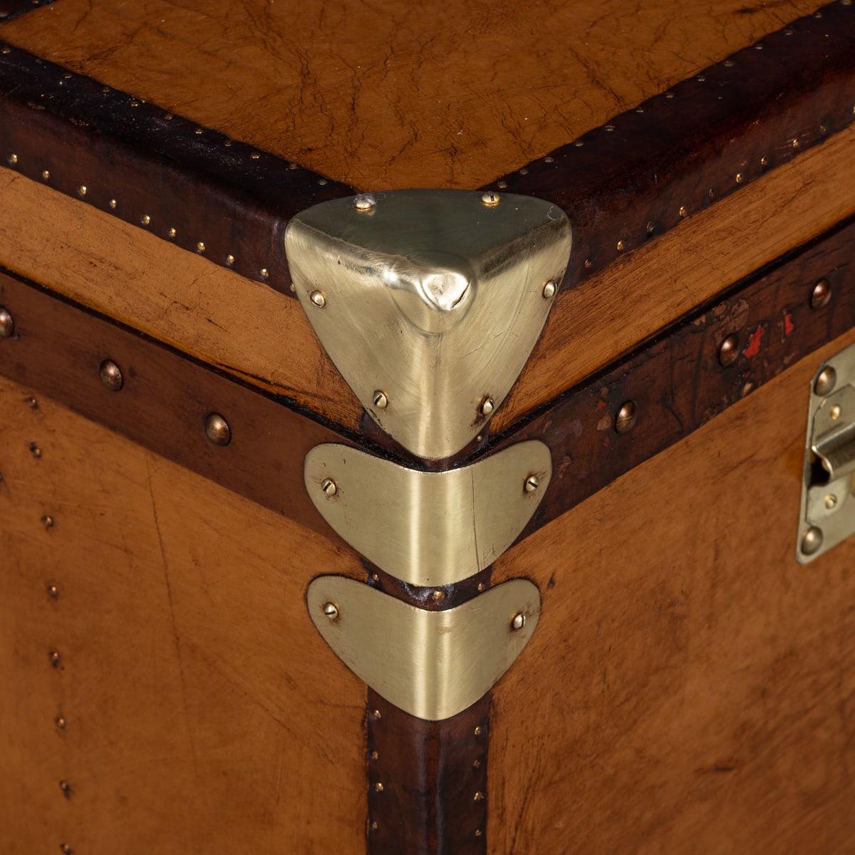 20th Century Leather Clad English Army / Navy Style Trunk For Sale 11