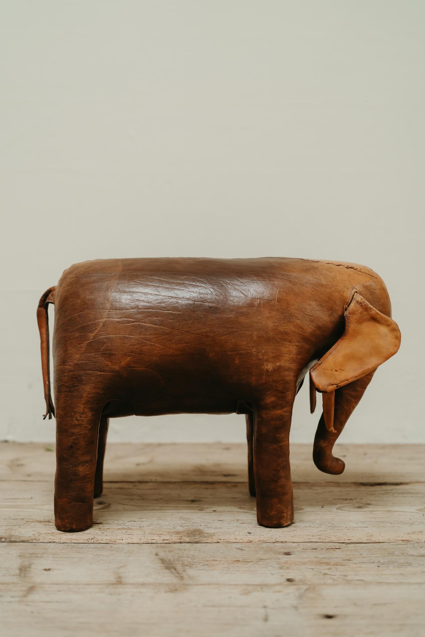 Leather 20th century leather elephant Omersa pouf