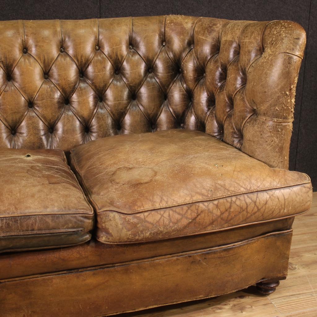 20th Century Leather English Chesterfield Sofa Couch, 1920 1