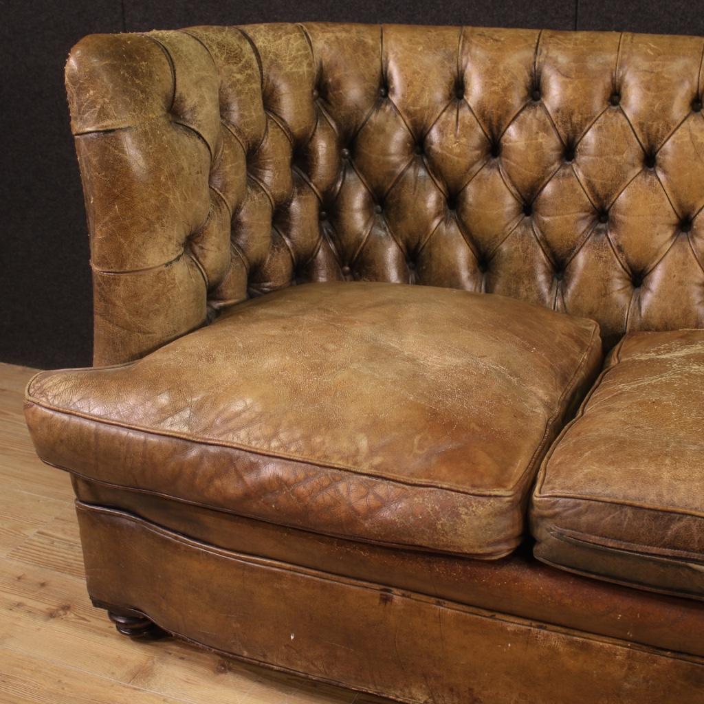 20th Century Leather English Chesterfield Sofa Couch, 1920 2