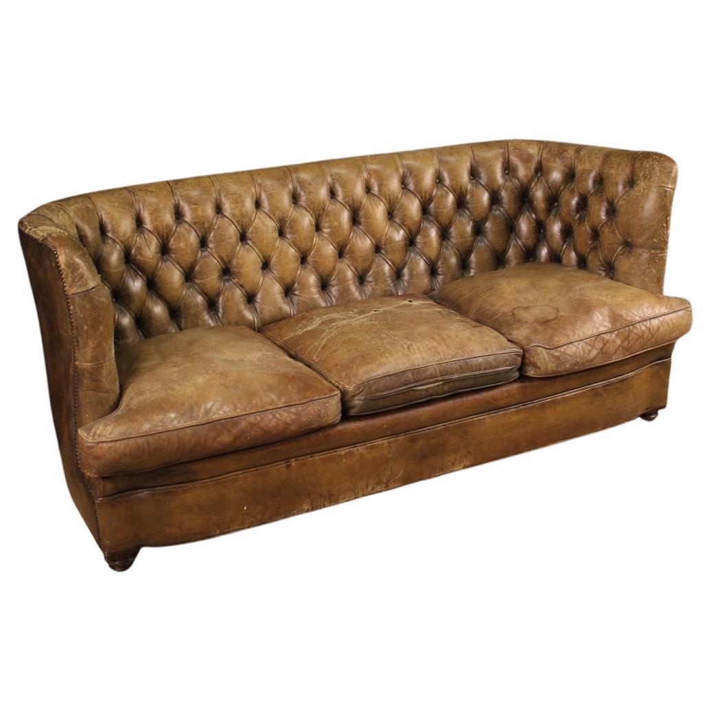 20th Century Leather English Chesterfield Sofa Couch, 1920