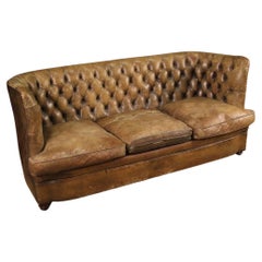 Antique 20th Century Leather English Chesterfield Sofa Couch, 1920