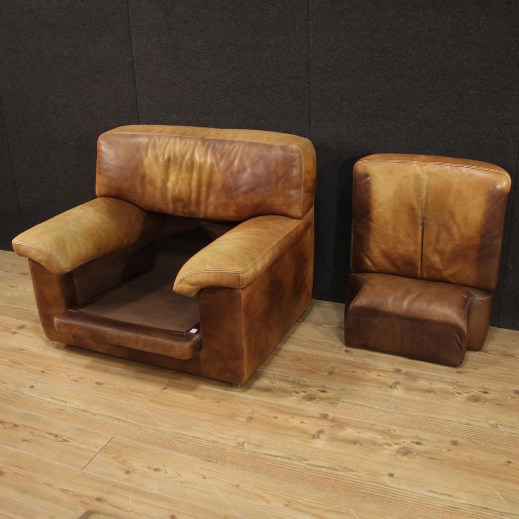 20th Century Leather French Modern Armchairs, 1980 7