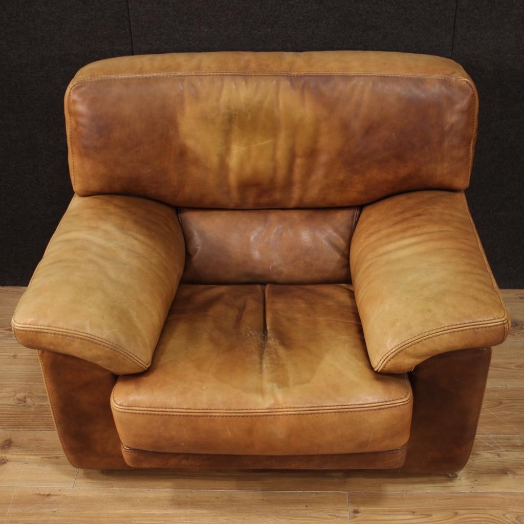 20th Century Leather French Modern Armchairs, 1980 1