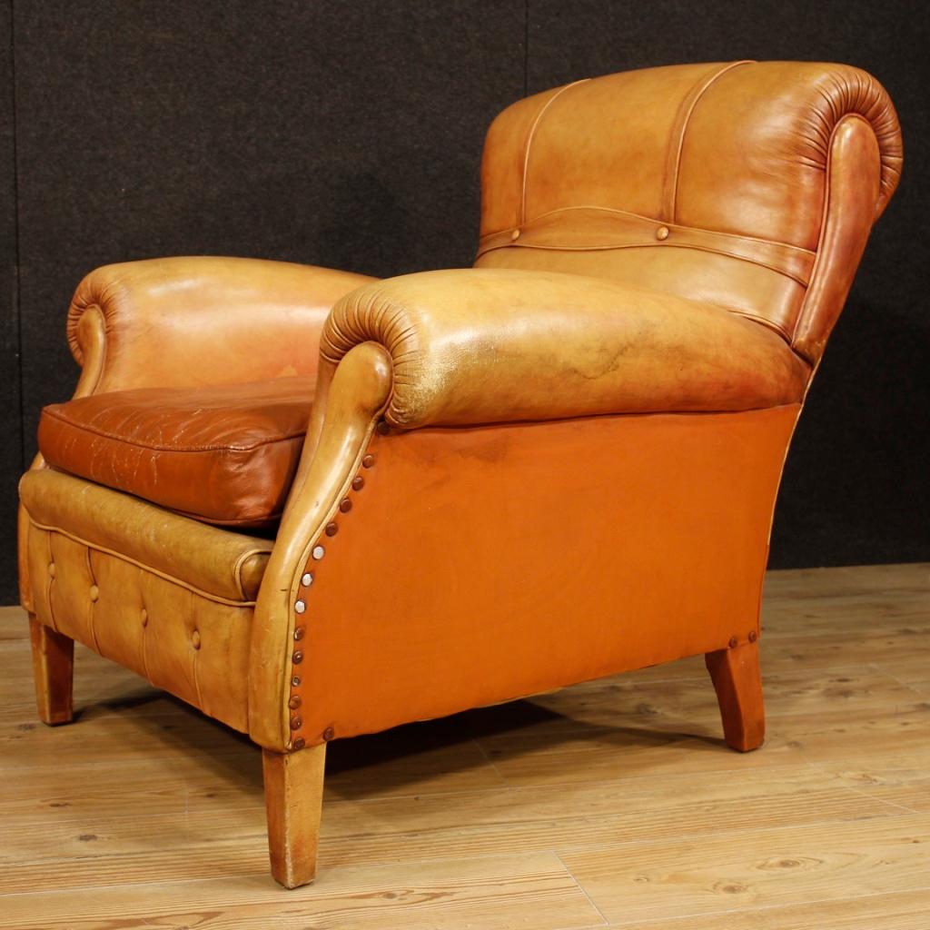 20th Century Leather Italian Armchair, 1950 In Fair Condition In Vicoforte, Piedmont