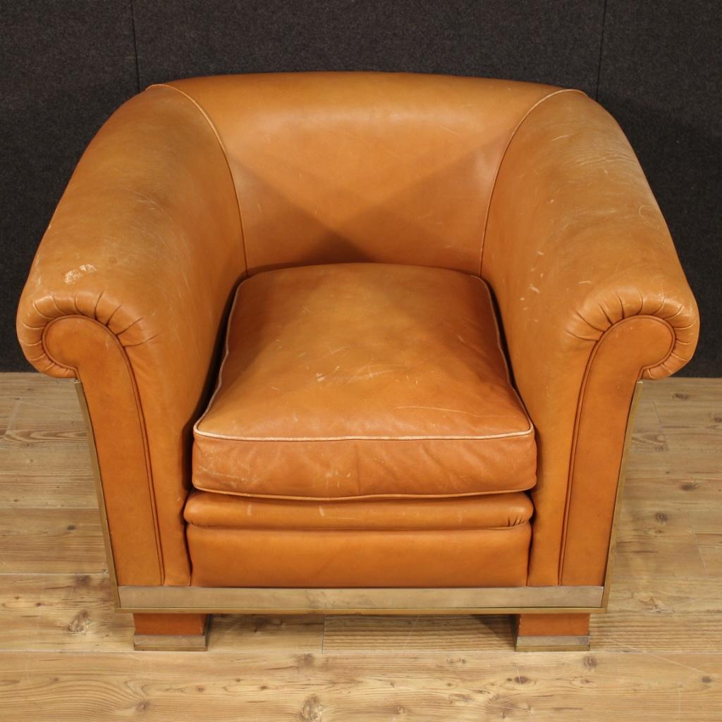 20th Century Leather Italian Design Armchair, 1970 In Good Condition For Sale In Vicoforte, Piedmont