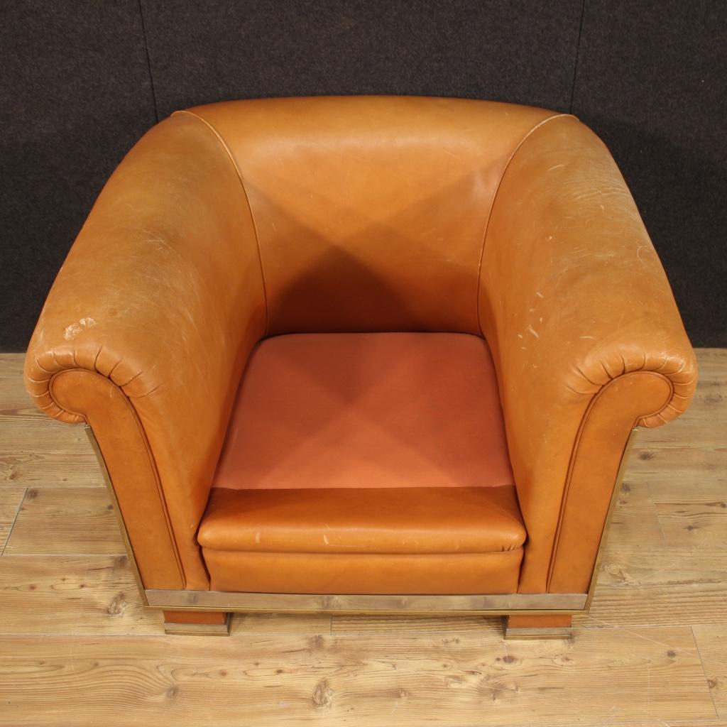 20th Century Leather Italian Design Armchair, 1970 For Sale 4
