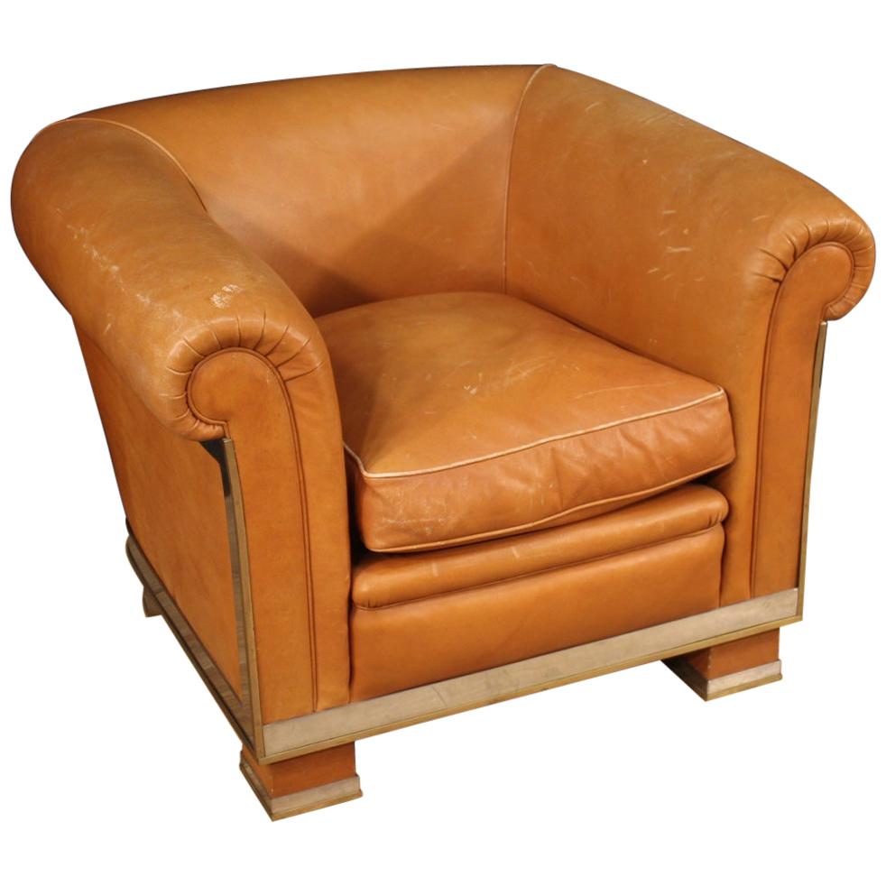 20th Century Leather Italian Design Armchair, 1970
