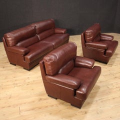 20th Century Leather Italian Modern Sofa, 1980