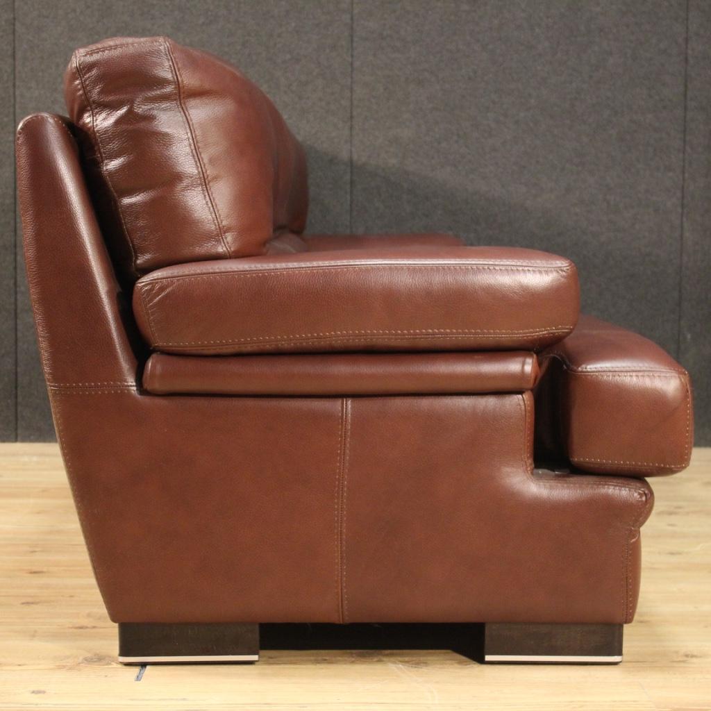 canapé moderne italien en cuir du 20e siècle, 1980 en vente 2