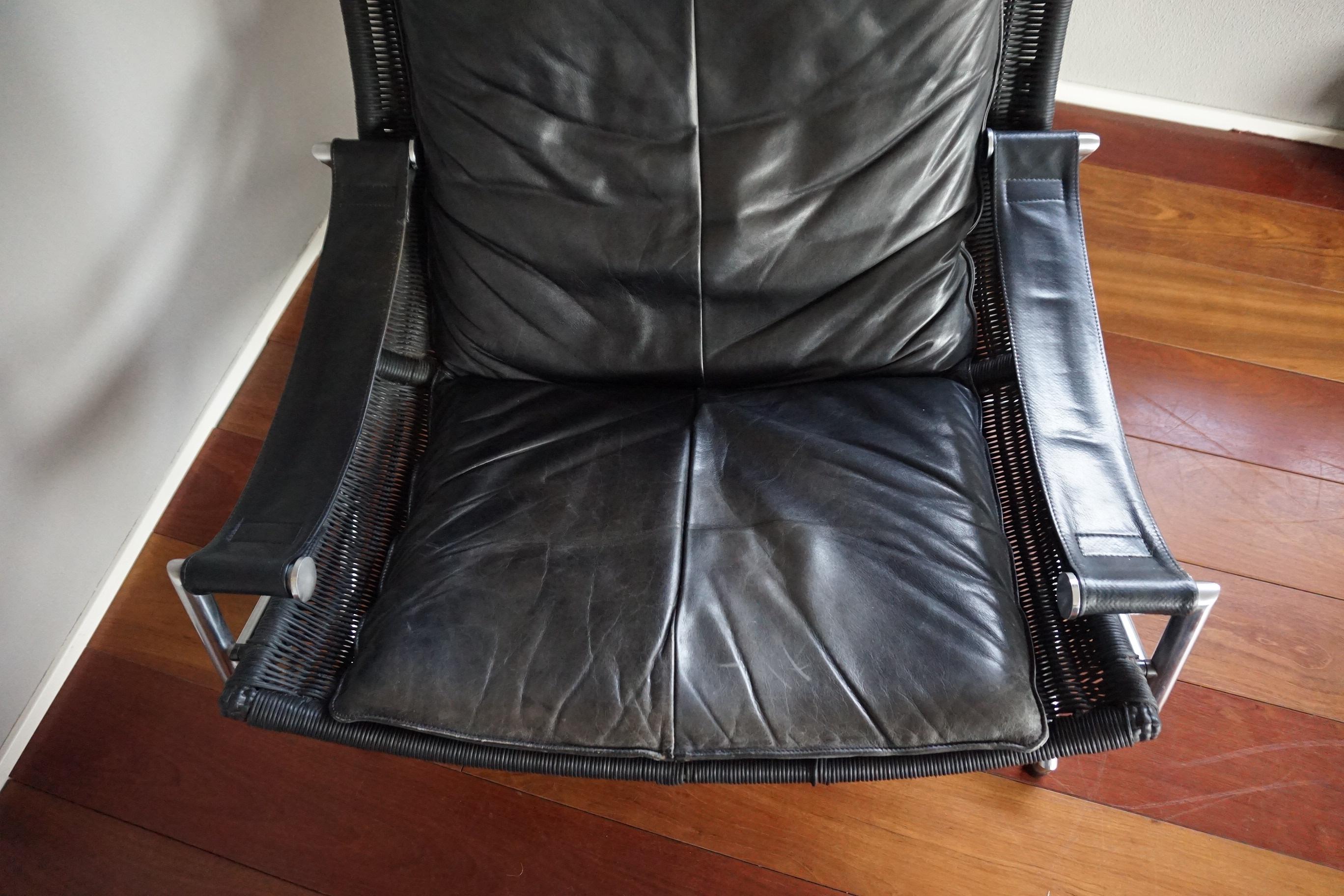 20th Century Leather Lounge Chair by Gerard Van Den Berg, 1980s Dutch Design In Good Condition In Lisse, NL