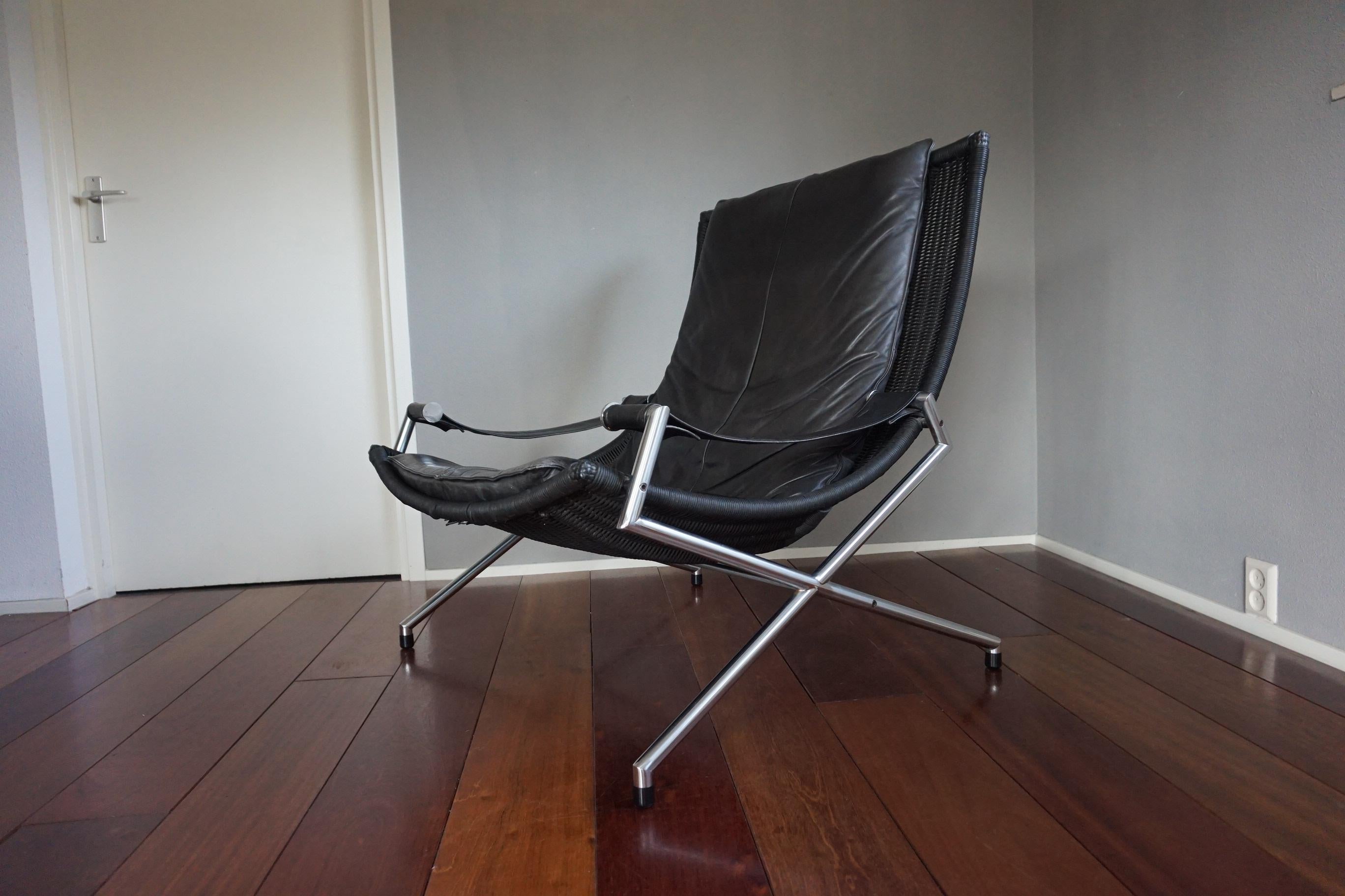 20th Century Leather Lounge Chair by Gerard Van Den Berg, 1980s Dutch Design 1