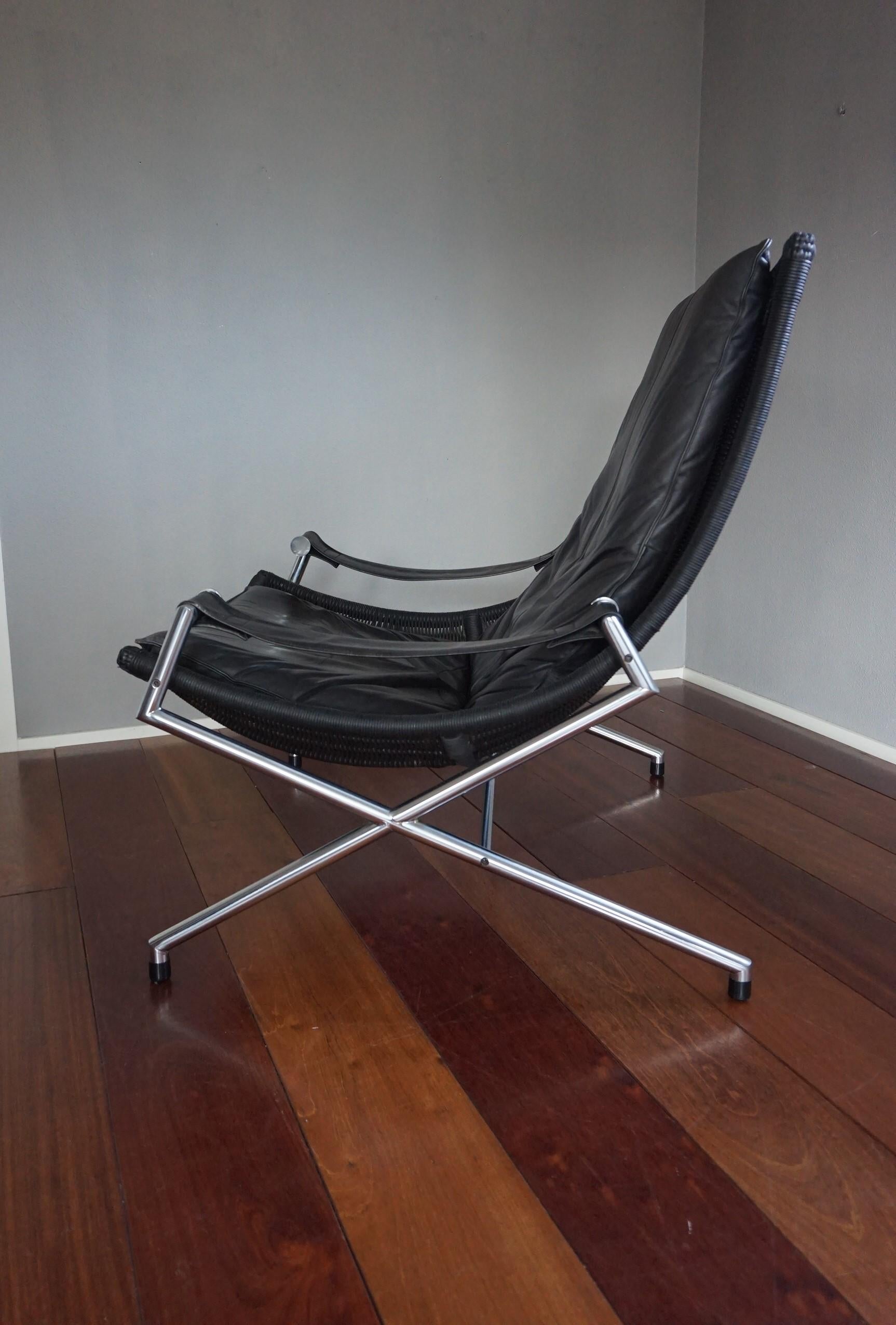 20th Century Leather Lounge Chair by Gerard Van Den Berg, 1980s Dutch Design 4