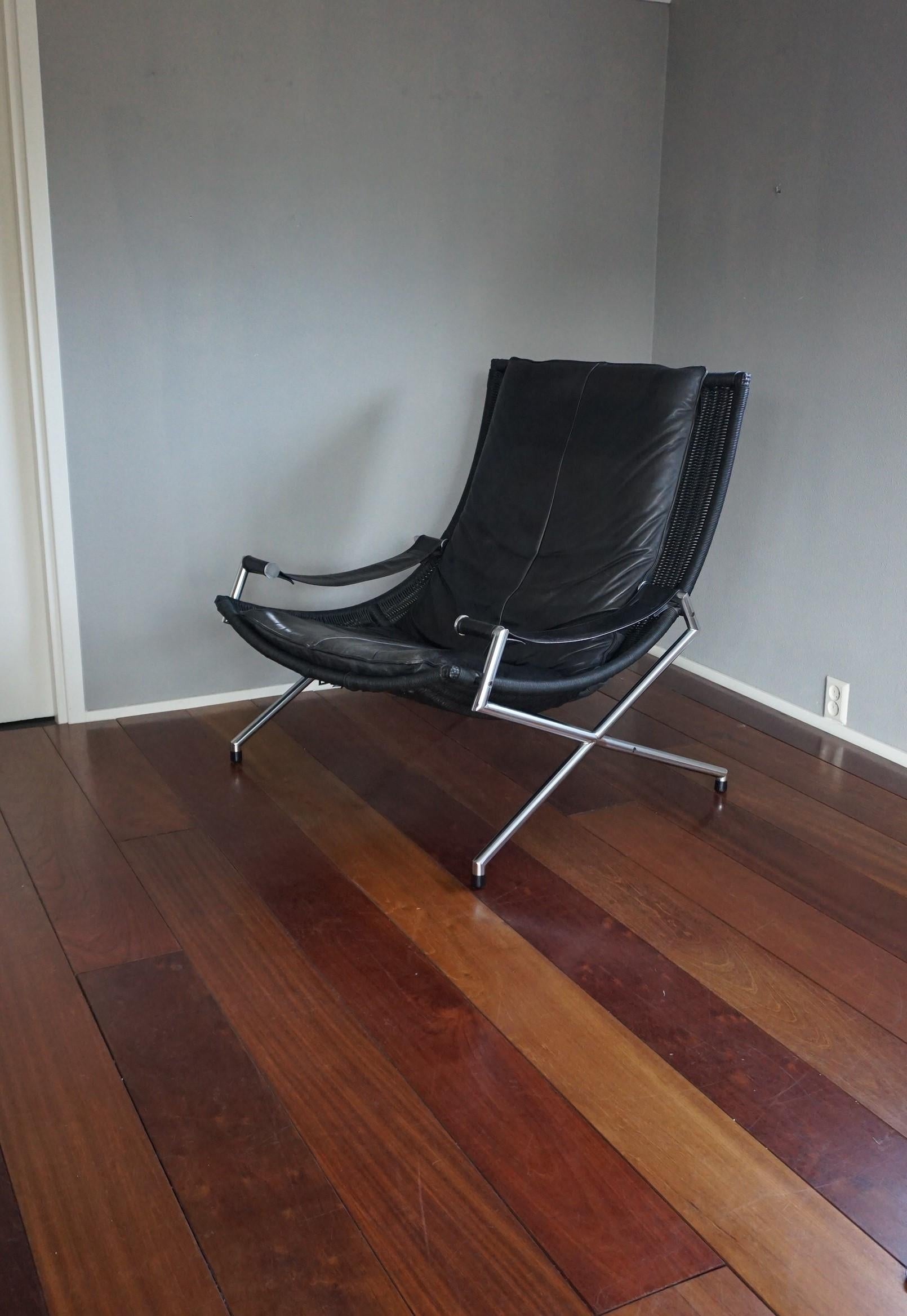20th Century Leather Lounge Chair by Gerard Van Den Berg, 1980s Dutch Design 5