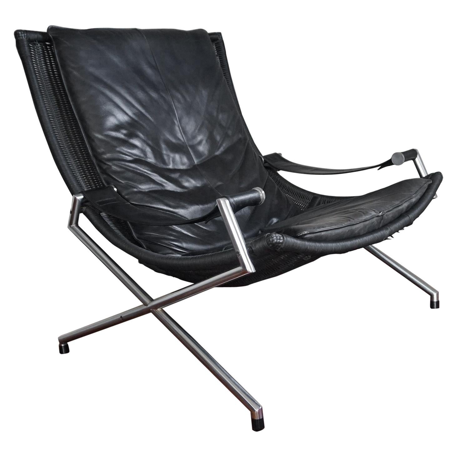 20th Century Leather Lounge Chair by Gerard Van Den Berg, 1980s Dutch Design