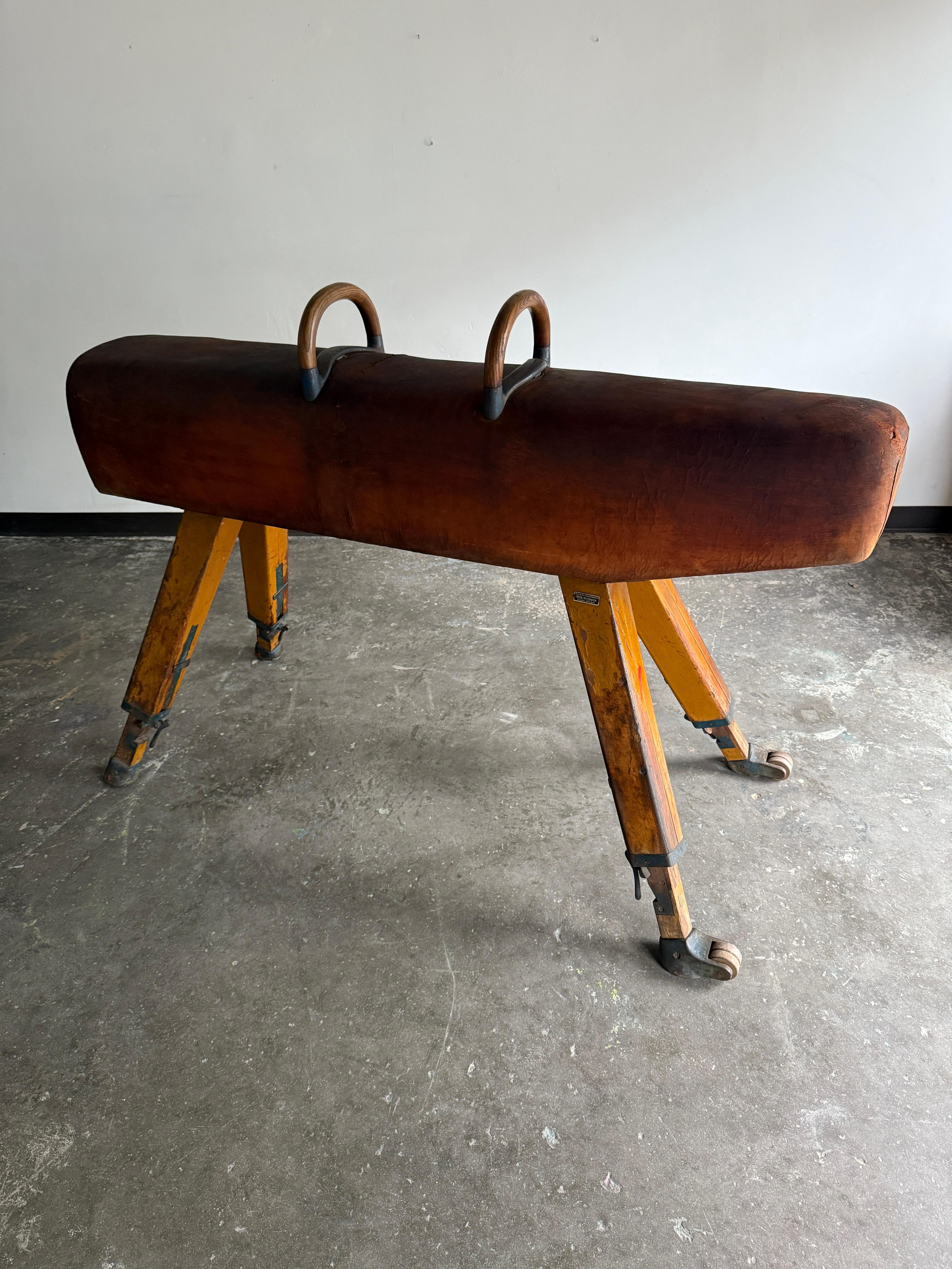Industrial 20th Century Leather Pommel Horse For Sale