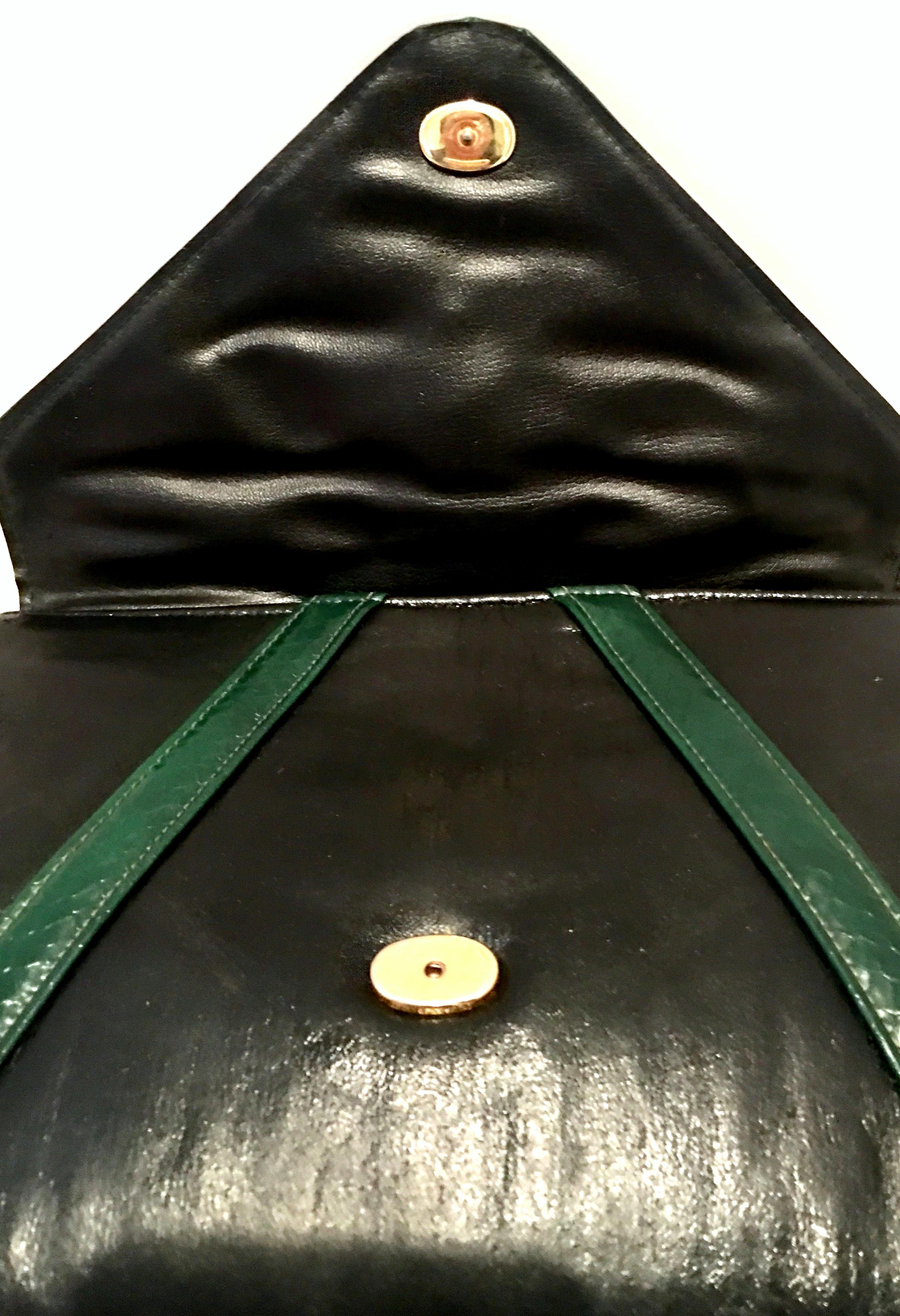 Black 20th Century Leather & Python Clutch Handbag By, Harry Levine