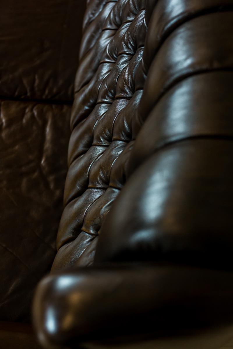 20th Century Leather, Quilted Sofa in the Chesterfield Style For Sale 3