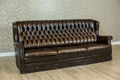 20th Century Leather, Quilted Sofa in the Chesterfield Style