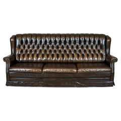 Vintage 20th Century Leather, Quilted Sofa in the Chesterfield Style