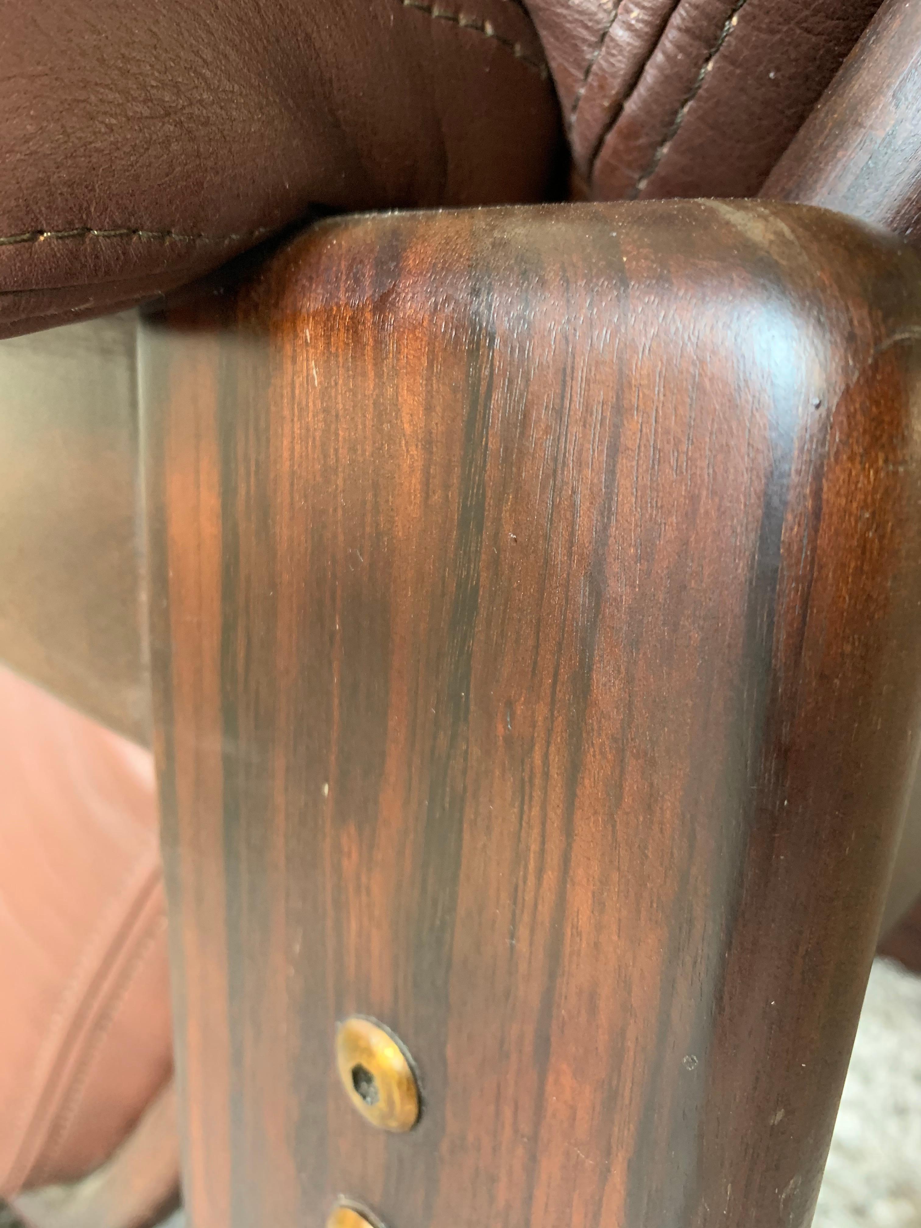 20th Century Leather Rosewood Coja Armchair, 1970's 6