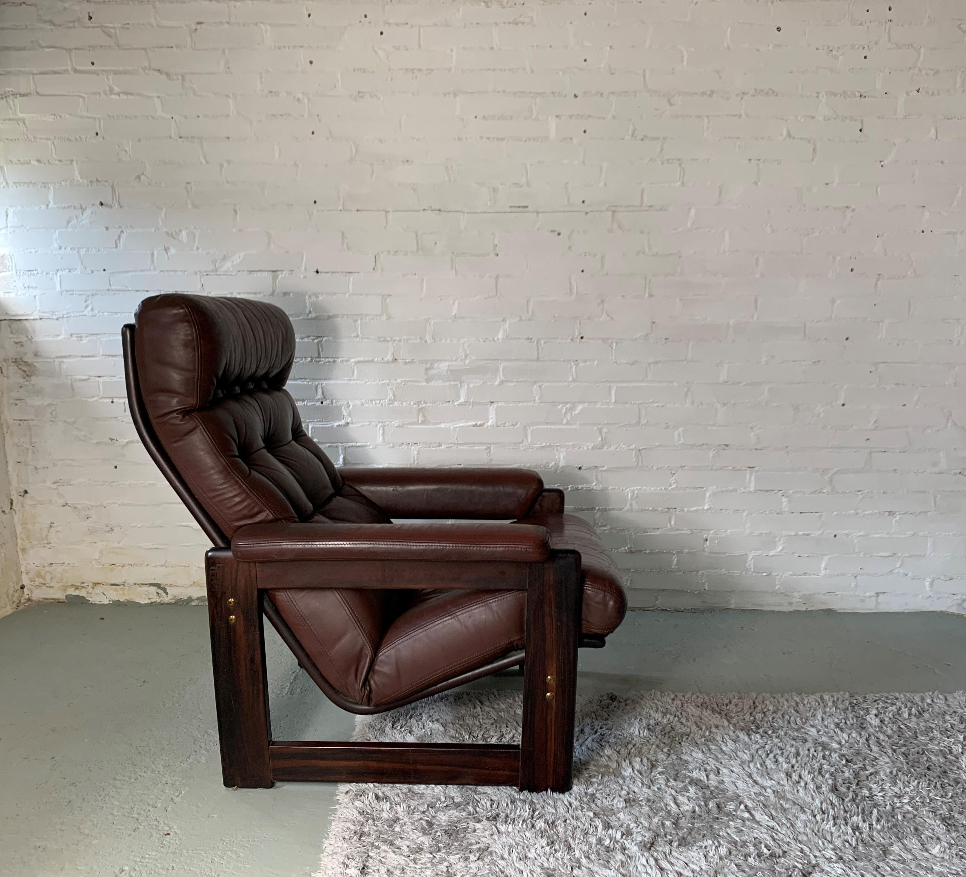 20th Century Leather Rosewood Coja Armchair, 1970's In Fair Condition In Bunnik, NL