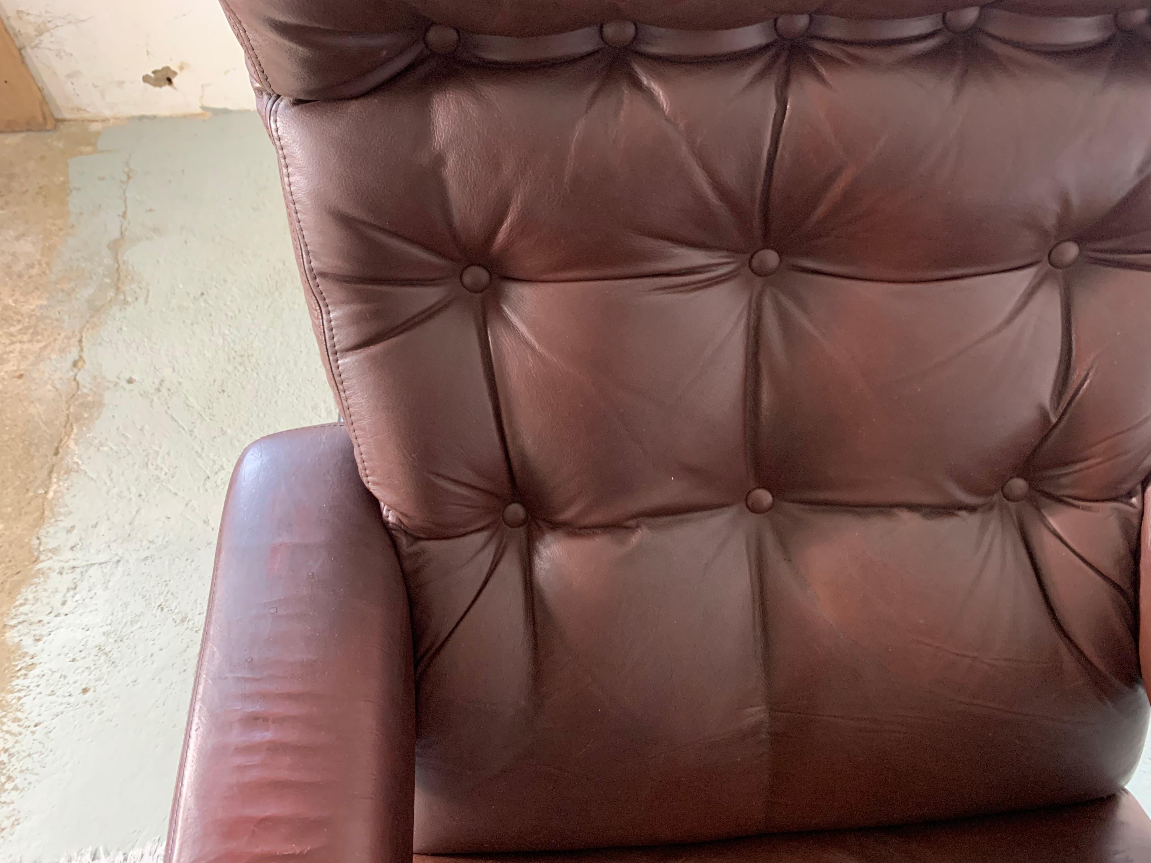 20th Century Leather Rosewood Coja Armchair, 1970's 2